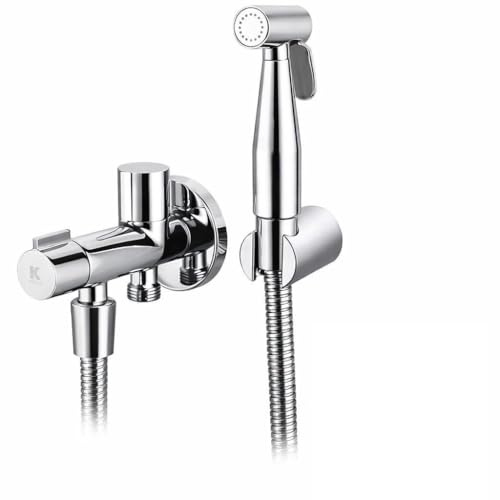 KÄLLA - Grifo Higiénico Empotrado con Ducha Bidet Negra para Inodoro Baño Japonés Bidet Sprayer Manguera Metálica Sistema Antifugas Sustituto de Bidet