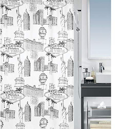Spirella Duschvorhang Textil Vegas Black, vers. Größen 180 x 180 cm, 180 x 180