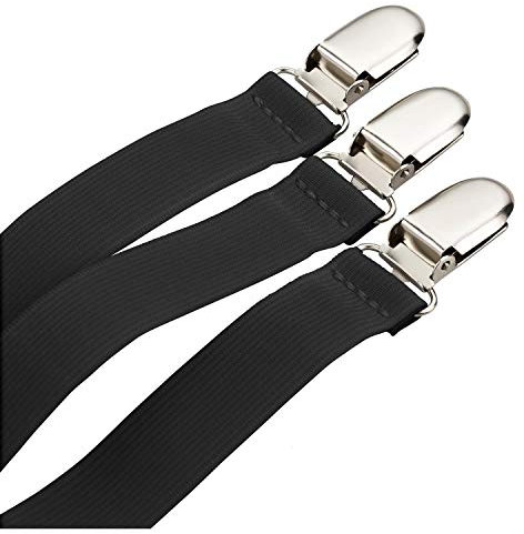 DESERMO 3er Set EXTRALANG Betttuchspanner mit Metallclips | Hochwertiger Spanner für Bettlaken | Betttuchspanner verstellbar 200cm Länge | Stabiler Bettlakenspanner Kreuz & quer einsetzbar (Schwarz)