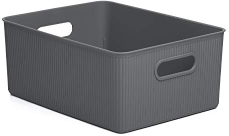 Tatay Caja Organizadora Rectangular Baobab, 15L de Capacidad, de Polipropileno, Libre de BPA, Color Gris Antracita, Medidas 29.4 x 38.5 x 16 cm