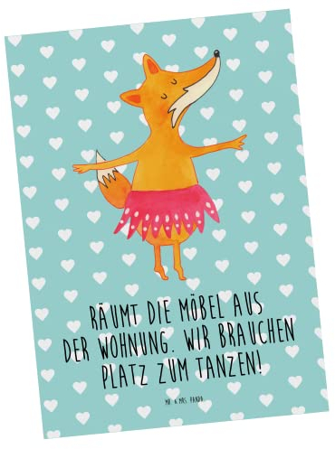 Mr. & Mrs. Panda Postkarte Fuchs Ballerina - Geschenk, Geburtstag, Ansichtskarten, Grußkarte, Füchsin, Geburtstagskarte, Fuchs Spruch, tanzen,