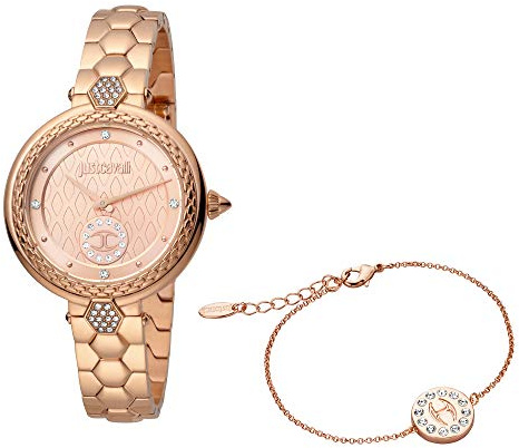 Just Cavalli Damen-Armbanduhr Creazione 3 Analog Quarz Set inkl. Armband JC1L128M0085