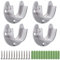 Rundrohr-Halterung 4 Stück U-Form Edelstahl Kleiderschrank Stangenhalter Kleiderstange Auflagen mit Schrauben für Duschvorhangstange Schrankrohr, 25mm