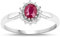 The Ruby Ring Collection: 9ct White Gold Small Oval Ruby & Diamond Cluster Engagement Ring, Mother's Day (Size M) …