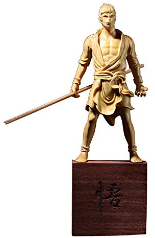 ZTIANEF Statuen Dekoartikel & Figur Skulpturen Figuren Qitian Dasheng Sun Wukong Walker Affenkönig Wenzhou Buchsbaum Buddhas Statue Holzschnitzerei Basteln Home Decorations
