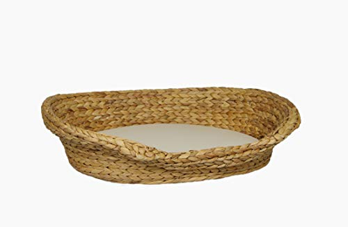animal-design Panier pour chat ou chien en jacinthe d'eau tressée, petit lit doux et confortable (taille 2)