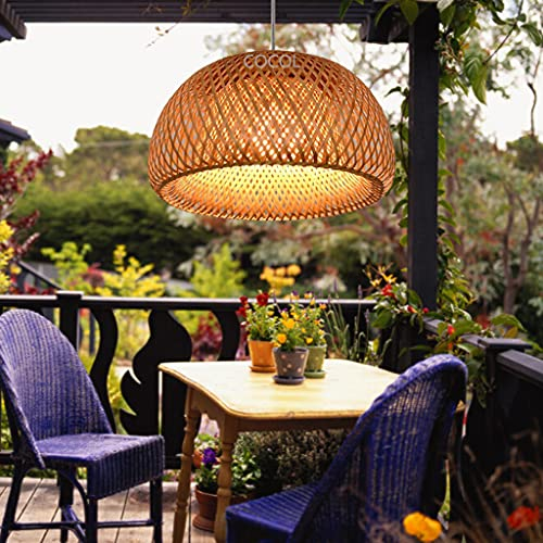 COCOL Vintage Deckenlampe Bambus Rattan - Laterne Kreative Deckenleuchte Runde Deckenleuchte E27 Retro-Leuchte LED-Für Das Schlafzimmer Restaurant Schlafzimmer Wohnzimmer Cafe Teehaus Lighting,60cm