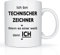 Print-Klex Berufstasse mit Technischer Zeichner Motiv Bedruckt Technischer Zeichner Tasse für Beruf Geschenk Kaffeebecher Geschenktasse Arbeitstasse Arbeitsbecher mit Druck 330ml Beruf Tasse