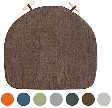 Yadlan Sitzkissen Stuhl Oval, Stuhlkissen Halbrund Outdoor 2er Set, Trapez Sitzkissen Esszimmerstuhl, Sitzpolster Stuhl Garten mit Rutschfestes Bodendesign, Waschbar Stuhlauflage Braun