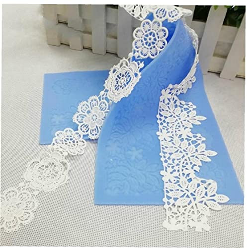 Zonster Silicone Cake Stencils Lace Decoration Wedding Cake Flower Lace Fondant Mold Sugar Craft Frosting Pad Pastry Tool, White, 40Ã—12.7Ã—0.2cm