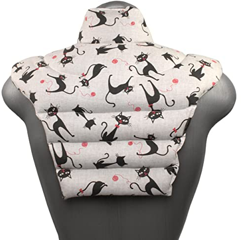Nackenhörnchen HWS - Nacken + Schultern + Rücken - Katze-Mimi - Rapssamenkissen - Nackenkissen Wärmekissen - Nacken-Wärmekissen für Mikrowelle und Backofen