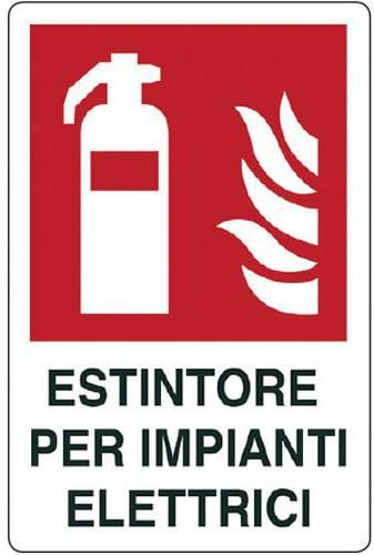 NEW CARTELLO SEGNALETICO - Estintore per impianti elettrici - Adesivo Extra Resistente, Pannello in Forex, Pannello In Alluminio (PANNELLO IN FOREX 20X31 CM)