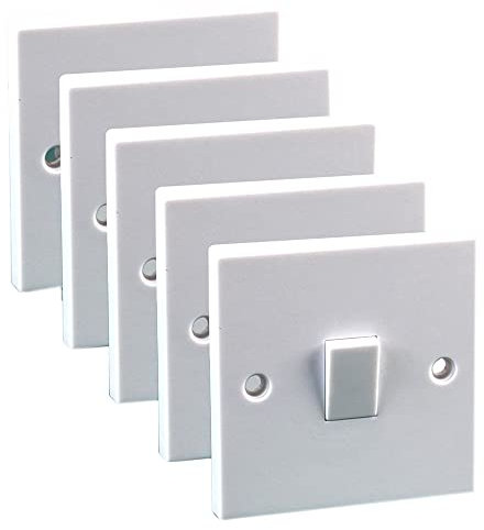 PRO ELEC PELB1126 Light Switches, 1 Gang, 2 Way, 10AX, White, Pack of 5