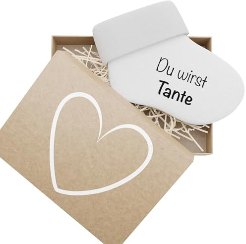 bunnyboo Schwangerschaft verkünden - Babysocken mit verschiedenen Aufdrucken und Geschenkbox (Du wirst Tante)