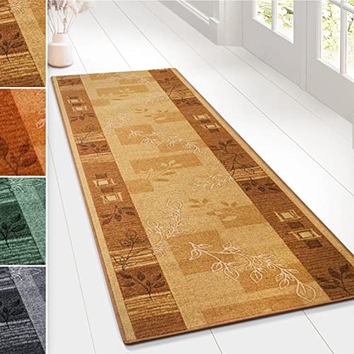 der Meisterei Teppichläufer auf Maß Flur Läufer Brücke Teppich Agadir Akzent Wohnteppich beige Meterware rutschfest 67 cm breit 67 x 140 cm