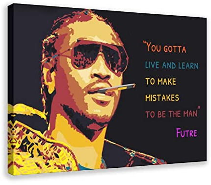 Hiphop Rapper Future Art Nayvadius DeMun Wilburn 1 Leinwand-Poster, Wandkunst, Dekoration, Gemälde für Wohnzimmer, Schlafzimmer, Dekoration, Rahmen-Stil, 50 x 75 cm