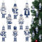 32 Stück Chinoiserie Ornamente Blau und Weiß Porzellan Weihnachtskatze Holzornamente Teekanne Ornament Blau Nussknacker Weihnachtsschmuck Tee Ornament Weihnachten Hängende Anhänger (Nussknacker)