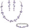 EVER FAITH Kristall Schmuck-Sets elegante Marquise- und Runde- Schliff Strass Blatt Halsketten, Ohrringe und Armband-Set für Damen Hell Lila Silve-Tone