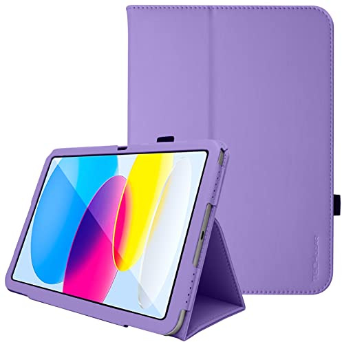 TECHGEAR Leather Case for Apple iPad 11th Gen (2025 A16) & 10th Gen (2022), PU Slim Folio Smart Cover with Stand, Hand Strap, Auto Sleep/Wake, for iPad 11 / iPad 10.9 [Purple]