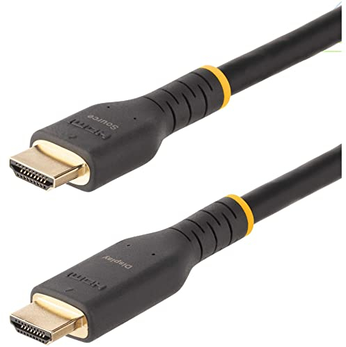 StarTech.com Câble HDMI Actif de 10m avec Ethernet - HDMI 2.0 4K 60Hz UHD - Cordon HDMI Robuste avec Fibre Aramide - Câble HDMI Haute Vitesse Durable - Câble HDMI 2.0 Gros Calibre