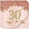 Yiran Rose Gold Happy 30th Birthday Napkins, 20Pcs Party Paper Napkins Disposable,Her Gifts Supplies,Tableware Decorations ,Birthday Serviettes Tissue Luncheon Dinner, (MGJZJ-30)