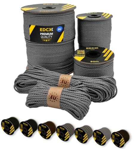 EdcX Paracord 4mm, 20+ Military Colors (15m, 30m, 50m, 100m, 300m) | Ideal for Camping, Survival, Outdoor, Crafting, DIY | 100% Nylon Rope 4mm | Tactical Cord 550 Type III (Diamond Camo, 300 m)