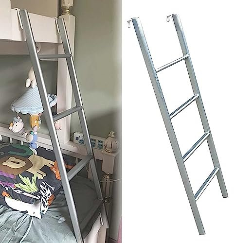hochbett Leiter Hochbettleiter 40 49 53 57 59 Zoll Hoch Metall Etagenbett-Leiter, Schlafsaal/Schlafzimmer/Zuhause Stufenleitern Leiter Zum Klettern Mit Befestigungshaken (Color : Silver, Size : 1.