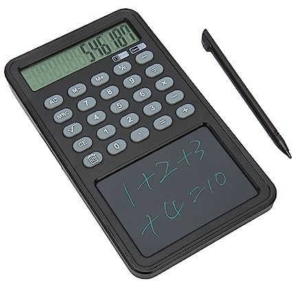 Wissenschaftliche Taschenrechner mit Schreibtafel, LCD-Großdisplay, 12-stelliger Technischer Rechner mit Löschbarem Schreibtafel, Professioneller Taschen-Standardrechner für das (Schwarz)