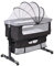 Baiyun Beistellbett Baby, 2 in 1 Babybett und Babywiege, Kinderbett mit Rollen, Moskitonetz, Lagerungstasche und Matratze, Höhenverstellbar Struktur aus Aluminiumlegierung (Modell 3 Schwarz)