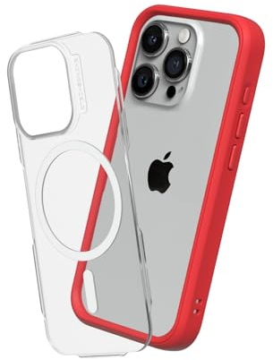 RhinoShield Modulares Case kompatibel mit MagSafe für [iPhone 15 Pro Max] | Mod NX - Überragender Magnet, Individuell anpassbare, strapazierfähige Schutzhülle 3.5M / 11ft Fallschutz - Rot