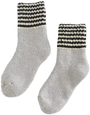 Damen Sportsocken Atmungsaktive Laufsocken 2020 Winter Warme Gestreifte Wollsocken Für Frauen Silikon Socken Laufsocken Damen 35-38 (Grey, One Size)