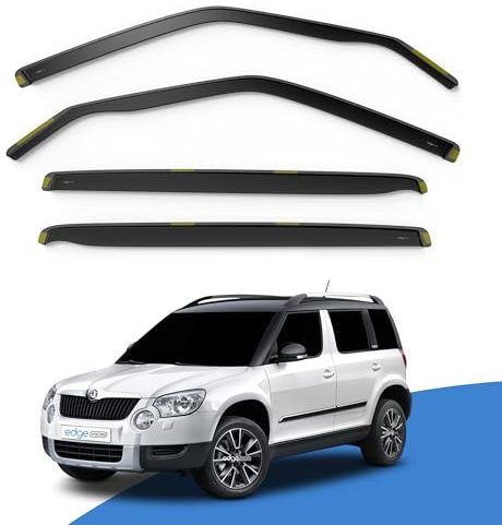 EdgeVisors Wind Deflectors | Fits: SKODA YETI MK1 (2009-2018) 5 Door SUV 4pc Set | In-Channel Rain Guards for Wind, Rain & Sun Protection, Easy Installation - Tinted