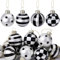 Watayo 12 Stück Schwarz-Weiße Weihnachtsbaumkugeln - 4,1 cm Glas, Büffelkaro, Streifen, Punkte - Hängende Kugeln für Weihnachten, Zuhause, Party