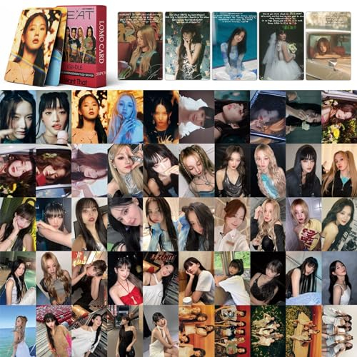 55 Stück (G) I-DLE Lomo Fotokarten HEAT (G) I-DLE I Want That Neues Fotoalbum Laser (G) I-DLE Mini Lomo Cards Photocards Geschenk für Fans Mädchen (G) I-DLE (HEAT 3)