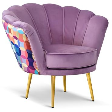 Altavilla Poltrona Maia in Velluto Colorato e Microfibra Fantasia, Gambe in Acciaio finitura Oro, Made in Italy (Lilla/Multicolor)