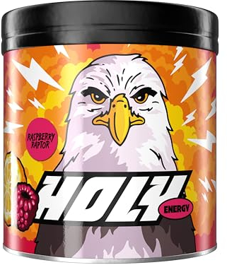 HOLY Energy ‘Raspberry Raptor’ Focus Booster mit Himbeer & Yuzu Geschmack - 50 Portionen mit NewCaff & Grüntee Extrakt - Energydrink in Pulverform - Vegan mit 100% natürlichen Fruchtaromen