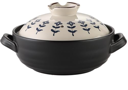 JJoias Casserole En Céramique Classique, Cocotte À Poignée Ergonomique, Cocotte À Bouche Peu Profonde Résistante Aux Hautes Et Basses Températures Avec Couvercle,1.5l（c）