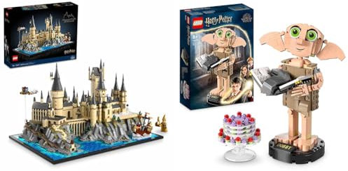 LEGO 76419 Harry Potter Le Château et Le Domaine de Poudlard, Grande Maquette & 76421 Harry Potter Dobby l’Elfe de Maison, Cadeau de Noël, Jouet de Figurine et Accessoire de Décoration
