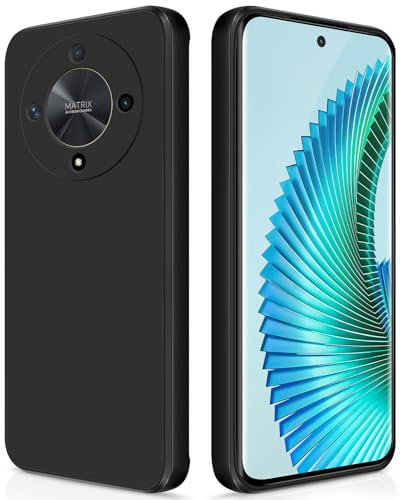 GiiYoon Hülle Kompatibel mit Honor Magic 6 Lite, Hochwertiges Liquid Silicone Case, Rundumschutz Handyhülle, Kratzfestes Weiches Mikrofaserfutter- Schwarz