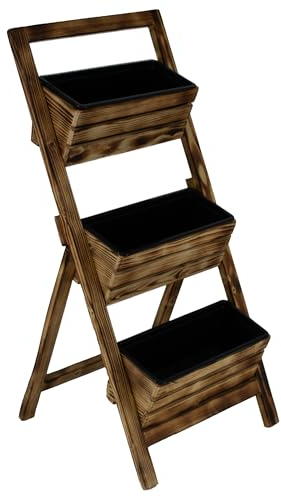 Mehretagen-Hochbeet mit Kunststofftöpfen – Robustes Holzdesign für Balkon und Garten