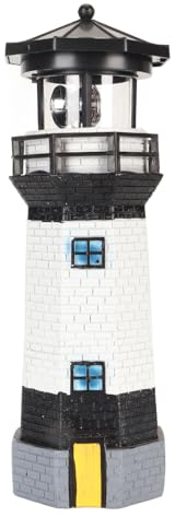 Tomotato Solar Leuchtturm, 360 Grad Drehbare LED Solar Leuchtturm Lampe Dekoration für Garten, Terrasse, Balkon, Rasen im Freien(Schwarz)