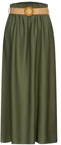 Cloud 5ive Damen Rock Longform Viskose Skirt mit Gürtel