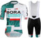 Fenovel Fahrradtrikot Set,Herren Radsportshirt Jumpsuit Anzüge Schweißableitend Feuchtigkeitsabsorbierend Und Schnell Trocknend (WhiteGreen-1, L)