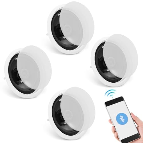 VEVOR Altoparlanti da Soffitto Bluetooth da 17 cm, 150 W, Sistema di Altoparlanti da Incasso a Soffitto e da Incasso con Impedenza 8Ω Sensibilità 89 dB, Casa Cucina Soggiorno Esterne Coperte 4 Pezzi