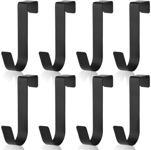 BIRLOZA Lot de 8 crochets porte-serviettes en acier inoxydable étanches, crochet douche, porte crochet, serviette crochet, porte serviette noir, crochet de porte (2,1 cm) (Noir mat)
