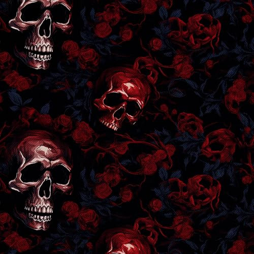 HEKO PANELS Stoff Oxford Wasserdichte Meterware Canvas-Stoff Polyester Stoff Zum Nähen Nähstoffe Dekostoffe Wasserabweisend Blickdicht Schädel 1 Meter 155 x 100 cm