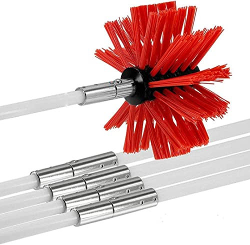 Rotationsreinigerbürste, Kehrbürste, Kamin, Rauchabzug, verstärktes Nylon, flexible Stäbe – Schornsteinfeger betriebenes Reinigungsset, entfernt Schmutz, 6 Stangen