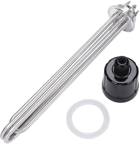 DERNORD Heizelement Tri-Clamp 220V 9000W DN50 2 Zoll Heizstab Tube Flansch aus Edelstahl mit Schwarzer Kunststoffabdeckung und Silikonring