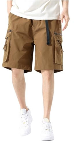 Men's Black Hip Hop Sweatpants Cargo Pants Green Joggers Streetwear Cargo Casual Shorts for Men Carpenter for Men Nightwear Soft Wear Shorts PJ Bottoms (Brown, XXL)