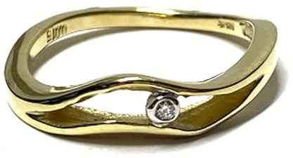 Ring 585/- Gold Brillant 0,015ct (w/si) Kordeloptik Verlobungsring Vorsteckring #54